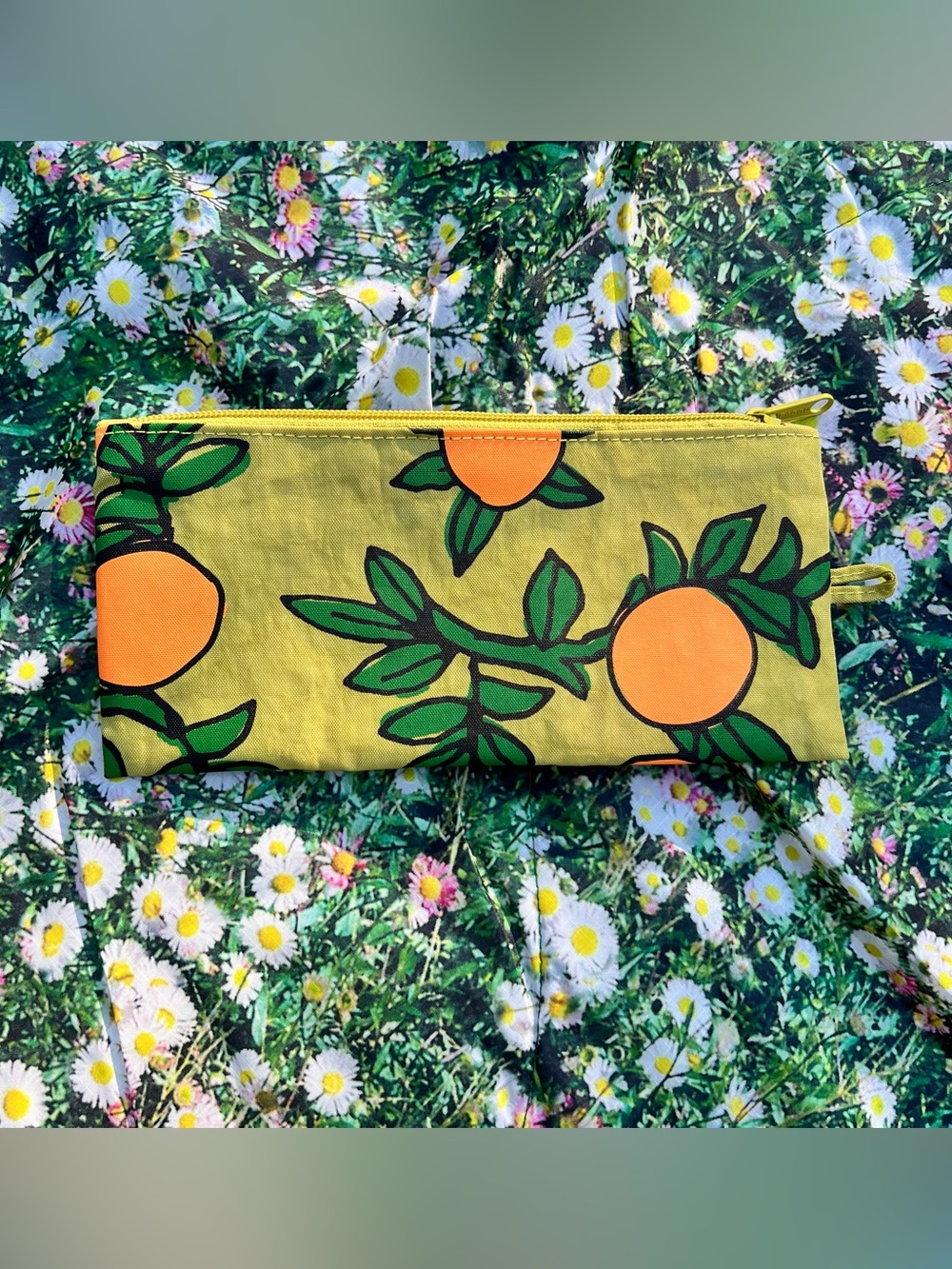 BAGGU Flat Pouch Medium in Orange Trees (Oranges / Fruit) Print NWOT